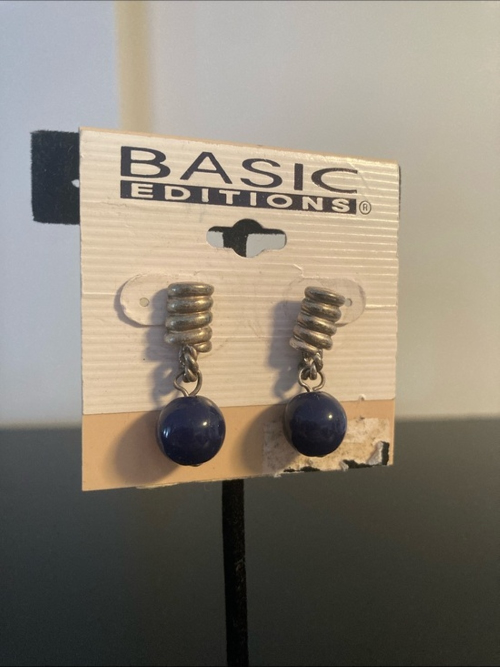 Basic Editions Navy Drop Bead Dangle Earrings